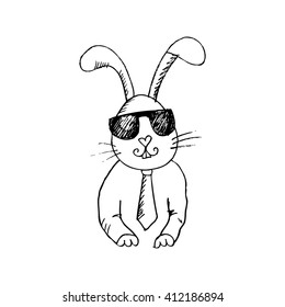 Hand drawn portrait cool Rabbit