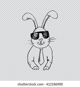 Hand drawn portrait cool Rabbit