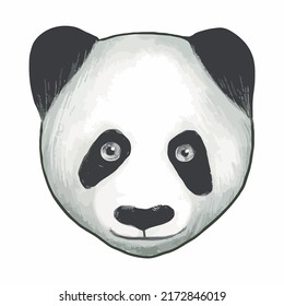 Hand drawn portrait of Funny Pand.  Vector illustration isolated on white
