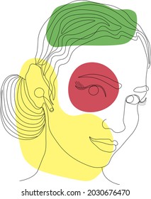 hand drawn portrait of a girl trendy art one line design fashionable woman