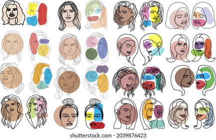 hand drawn portrait of girl trendy art one line design fashionable woman trend style