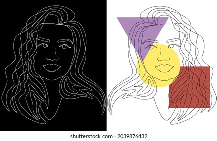 hand drawn portrait of girl trendy art one line design fashionable woman trend style
