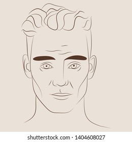 Hand drawn portrait of handsome man. Vector illustration