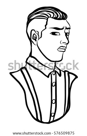 Hand drawn portrait Hipster Man