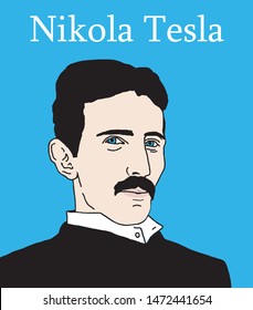 A hand drawn portrait of the inventor and electrical engineer, Nikola Tesla.