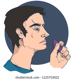 Hand drawn portrait of man. Vector illustration.