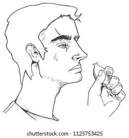 Hand drawn portrait of man. Vector illustration.