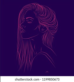 a hand drawn portrait of a pretty girl