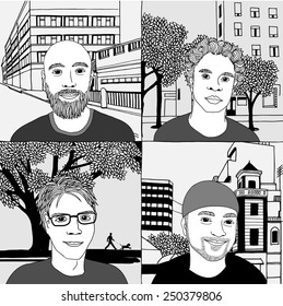 Hand drawn portraits of men - No. 1