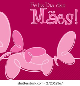 Hand Drawn Portuguese Happy Mother's Day card in vector format.