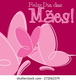 Hand Drawn Portuguese Happy Mother's Day card in vector format.