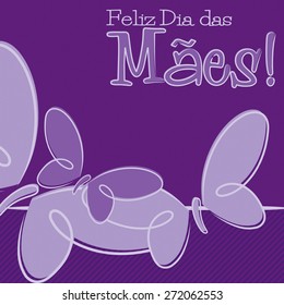 Hand Drawn Portuguese Happy Mother's Day card in vector format.