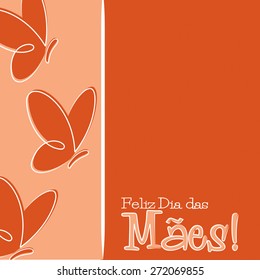 Hand Drawn Portuguese Happy Mother's Day card in vector format.