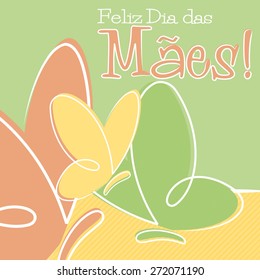 Hand Drawn Portuguese Happy Mother's Day card in vector format.