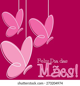 Hand Drawn Portuguese Happy Mother's Day card in vector format.
