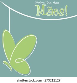 Hand Drawn Portuguese Happy Mother's Day card in vector format.
