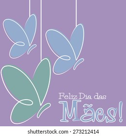 Hand Drawn Portuguese Happy Mother's Day card in vector format.
