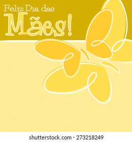 Hand Drawn Portuguese Happy Mother's Day card in vector format.