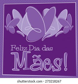 Hand Drawn Portuguese Happy Mother's Day card in vector format.