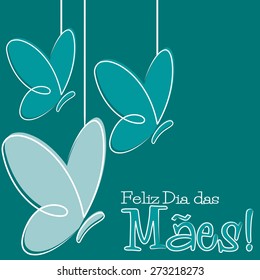 Hand Drawn Portuguese Happy Mother's Day card in vector format.