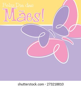 Hand Drawn Portuguese Happy Mother's Day card in vector format.