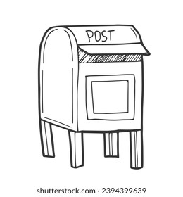 Hand Drawn Post Box Illustration. Doodle Vector. Isolated on White Background - EPS 10 Vector