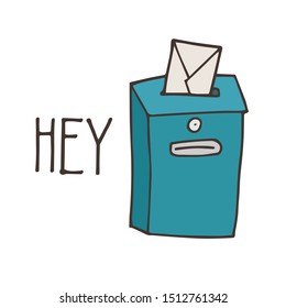 Hand drawn post box with hand lettering - Hey