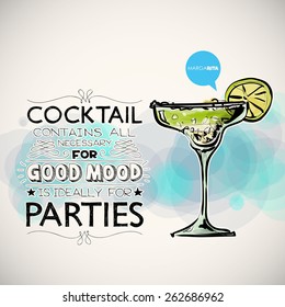 Hand Drawn Poster Cocktail Text Vector Stock Vector (royalty Free 