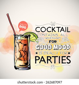 Hand Drawn Poster Cocktail Text Vector Stock Vector (Royalty Free ...