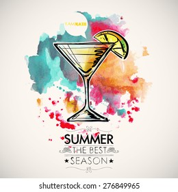 Hand Drawn Poster Cocktail Text On Stock Vector (Royalty Free ...