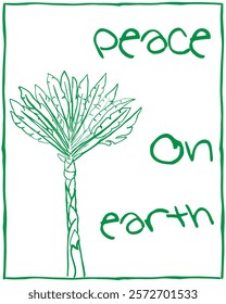 hand drawn poster of exotic trees. Vintage art of palm trees. Wall art ideas.