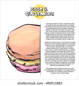 Hand drawn poster with french MACAROON. Vector collection.