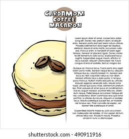 Hand drawn poster with french MACAROON. Vector collection.