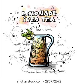 Hand drawn poster with lemonade. Sketch style. Vector collection.