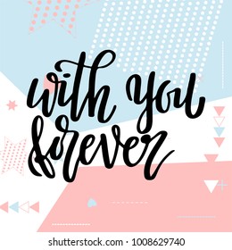 Hand drawn poster with love elements. Brush calligraphy. Happe Valentines Day. Vector illustration.