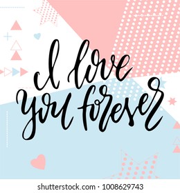 Hand drawn poster with love elements. Brush calligraphy. Happe Valentines Day. Vector illustration.