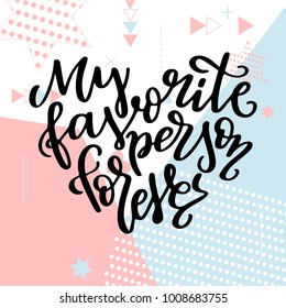 Hand drawn poster with love elements. Brush calligraphy. Happe Valentines Day. Vector illustration.