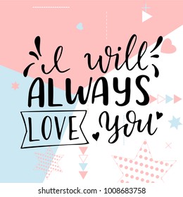 Hand drawn poster with love elements. Brush calligraphy. Happe Valentines Day. Vector illustration.