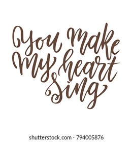 Hand drawn poster with love elements. Brush calligraphy. Happe Valentines Day. Vector illustration