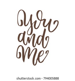 Hand drawn poster with love elements. Brush calligraphy. Happe Valentines Day. Vector illustration