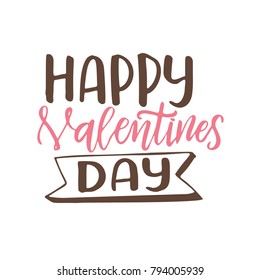 Hand drawn poster with love elements. Brush calligraphy. Happe Valentines Day. Vector illustration