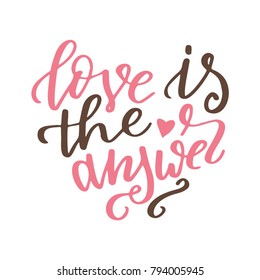 Hand drawn poster with love elements. Brush calligraphy. Happe Valentines Day. Vector illustration