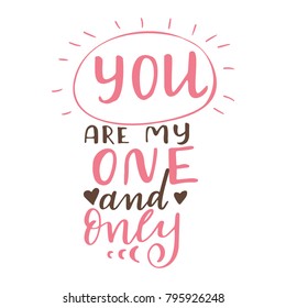 Hand drawn poster with love elements. Brush calligraphy. Happe Valentines Day. Vector illustration.