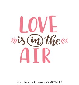 Hand drawn poster with love elements. Brush calligraphy. Happe Valentines Day. Vector illustration.