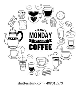 Hand drawn poster with quote about coffee