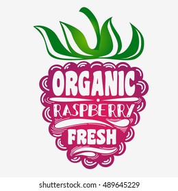 Hand drawn poster with stylized fruit and inscription.  Can be used for vegan products, brochures, banner, restaurant menu, farmers market and organic food store