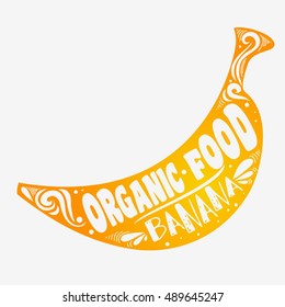 Hand drawn poster with stylized fruit and inscription.  Can be used for vegan products, brochures, banner, restaurant menu, farmers market and organic food store