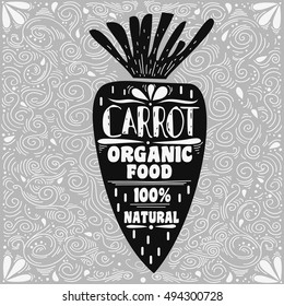 Hand drawn poster with stylized fruit and inscription.  Can be used for vegan products, brochures, banner, restaurant menu, farmers market and organic food store