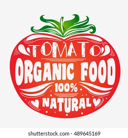 Hand drawn poster with stylized vegetable and inscription.  Can be used for vegan products, brochures, banner, restaurant menu, farmers market and organic food store