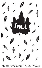 Plantilla de afiches dibujada a mano con hojas y flores de otoño. Plantilla de otoño para tarjetas pancarta publicitaria en medios sociales